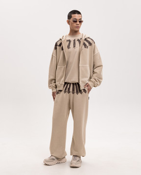 Palm Angels Beige sports jacket with logo print PMBE02FS26FLE001