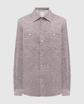 Brunello Cucinelli Brown linen straight-cut shirt MM6840658