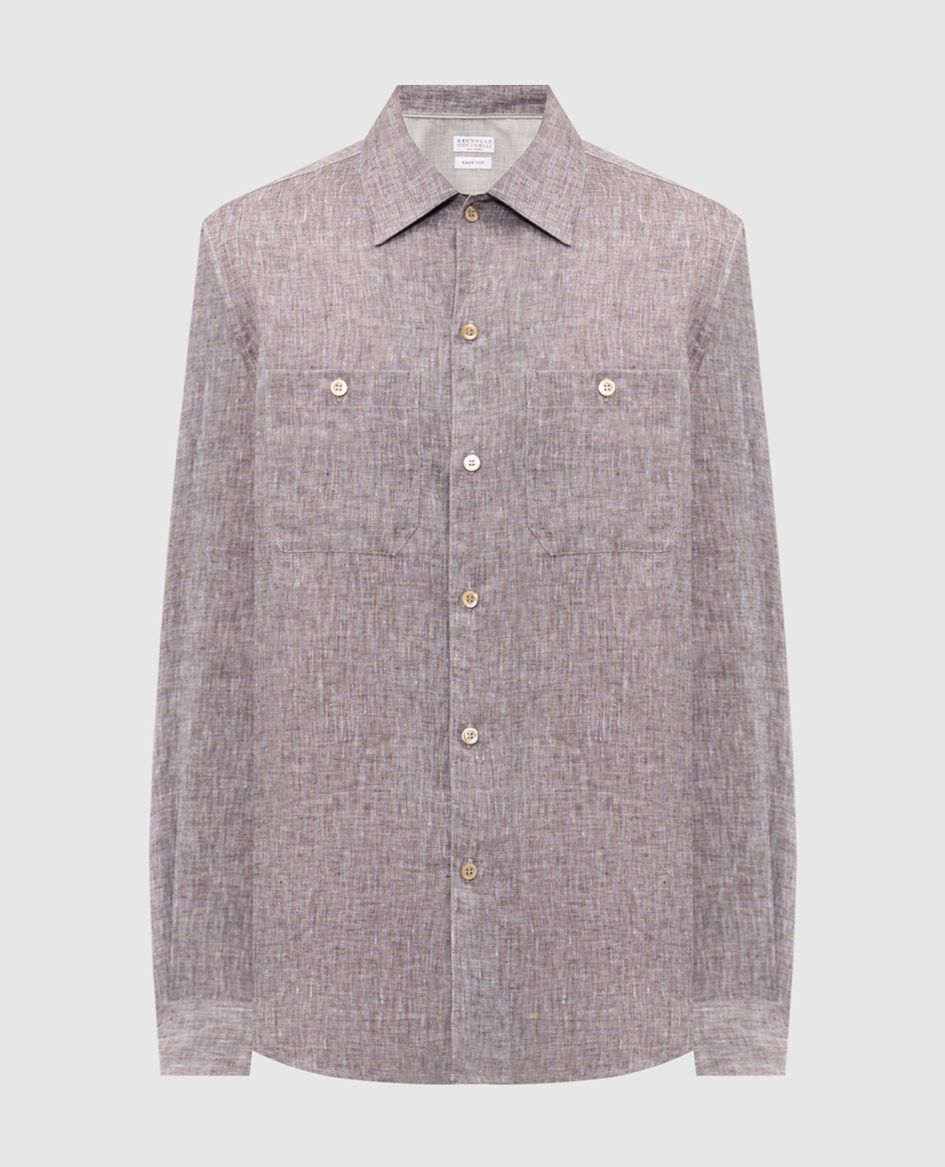 Brown linen straight-cut shirt