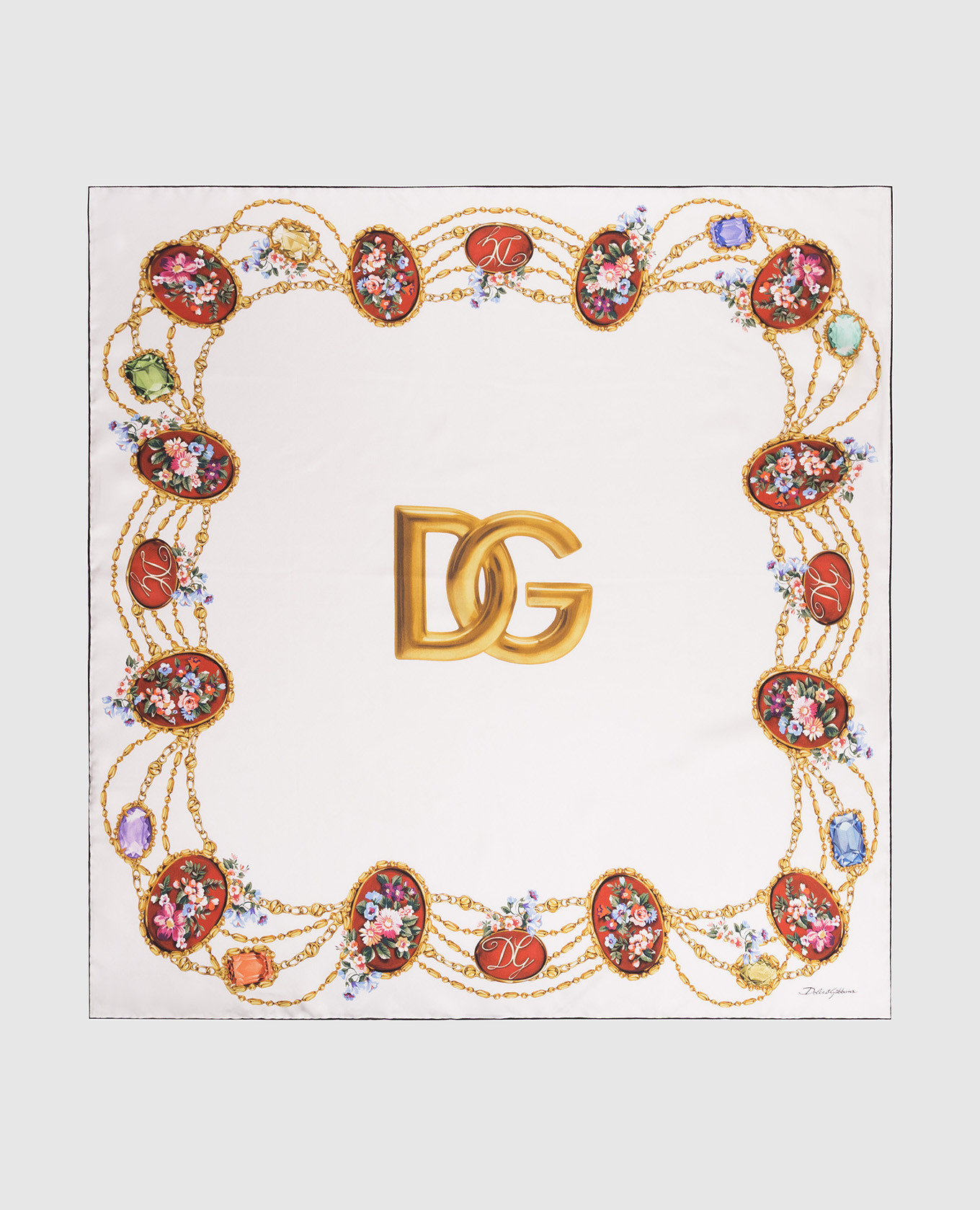 

White silk scarf with branded print Dolce&Gabbana