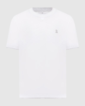 Brunello Cucinelli White T-shirt with embroidered emblem M0B137451G
