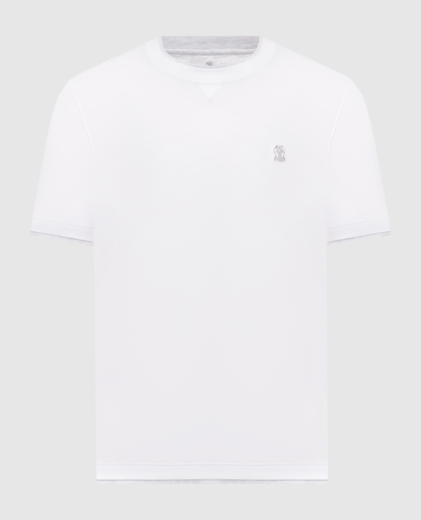 

White T-shirt with embroidered emblem Brunello Cucinelli