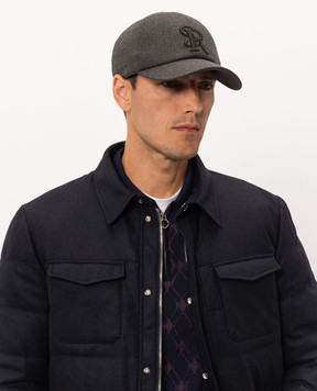 Stefano Ricci Gray wool cap with embroidered monogram logo MCV63SB24EWK001V