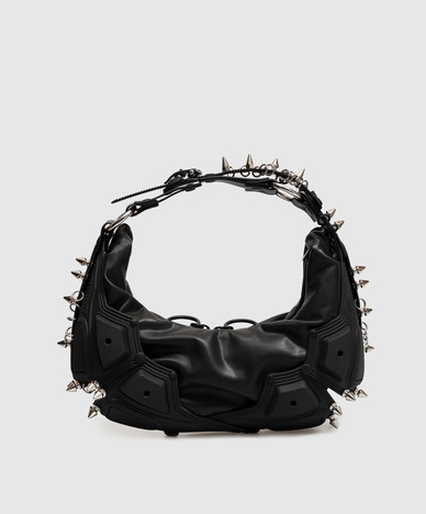 Black hobo bag M02 with studs