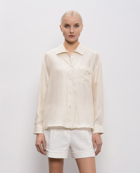 Herno Beige silk blouse with branded print CM000041D16009P