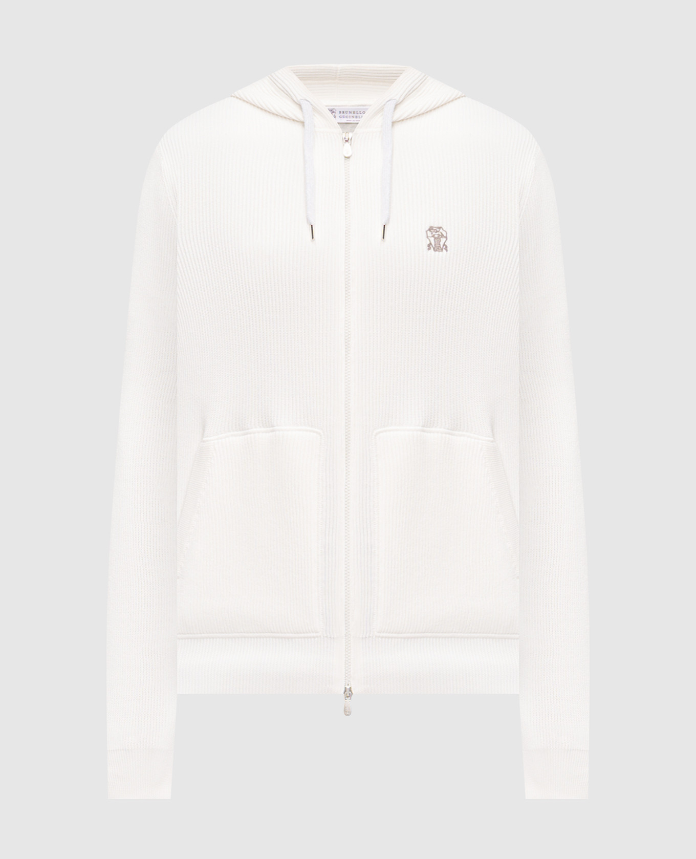 White sports jacket with embroidered emblem