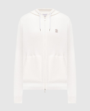Brunello Cucinelli White sports jacket with embroidered emblem M29200416G