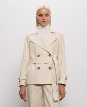 Peserico Ivory cropped trench coat with lurex A01745A00589