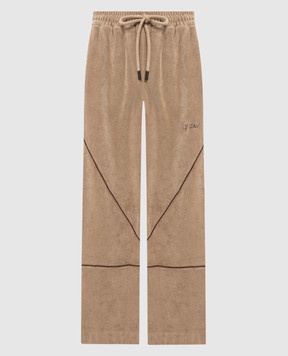 Off-White Beige velvet sweatpants 44MCJ03RF26J001