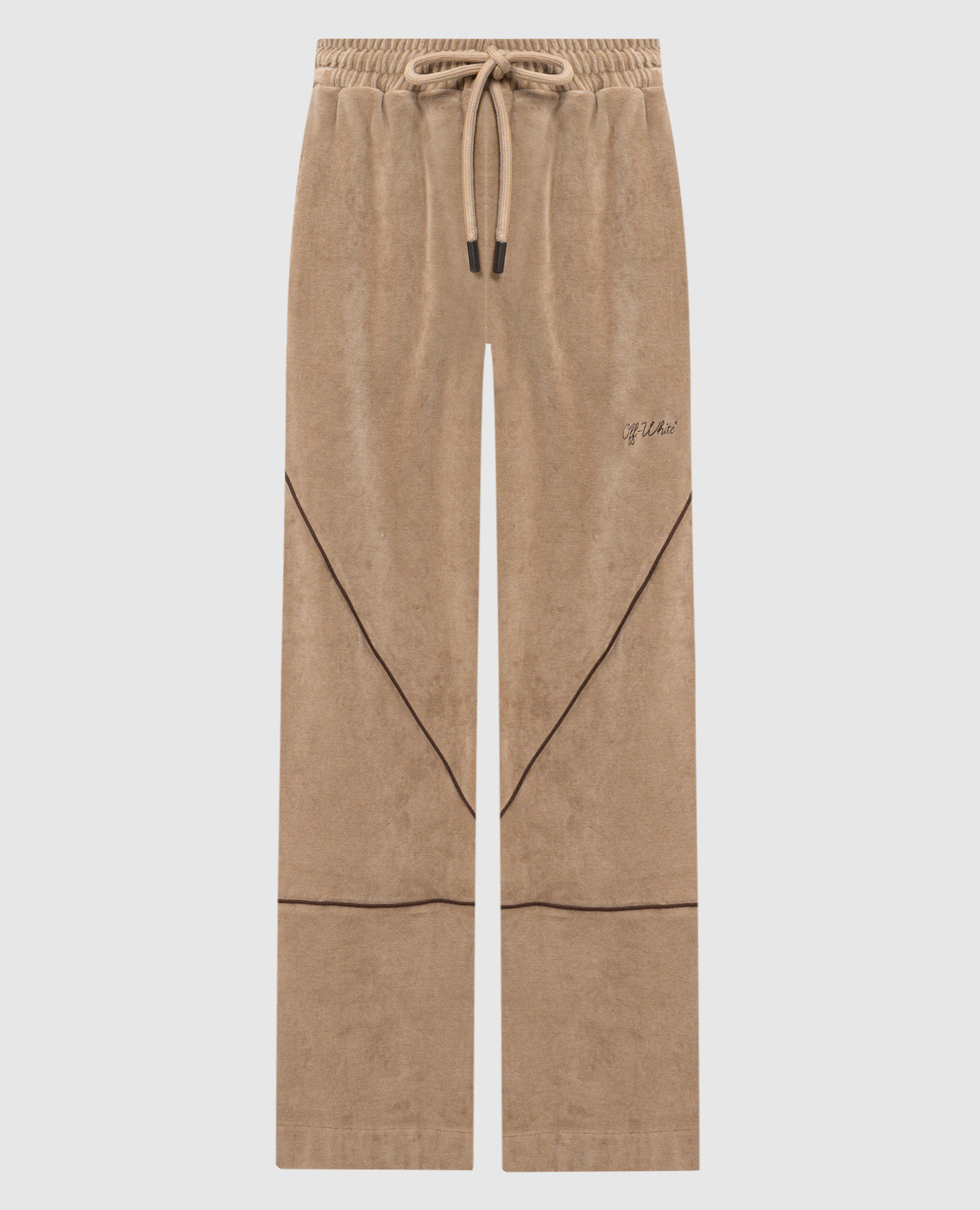Pantaloni della tuta in velluto beige