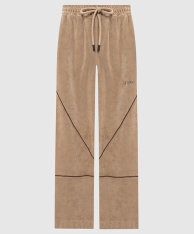 Pantaloni della tuta in velluto beige