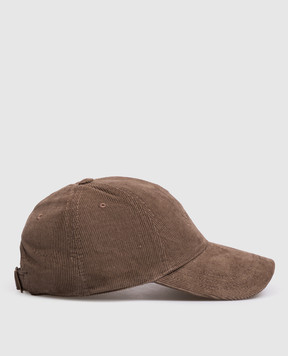 Saint Laurent Brown corduroy cap with logo 8217373YR66