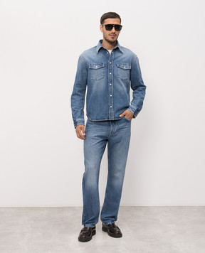 Givenchy Blue denim shirt with a worn effect BM616V5YD3