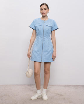 Casablanca Blue mini shirt dress with emblem pattern WSP26DR19101