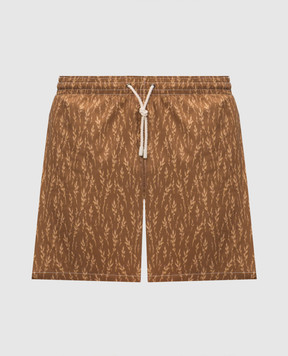 Canali Brown swim shorts with branded print UA0010093024