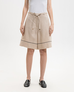 Agnona Beige linen Bermuda shorts T81102YU3034