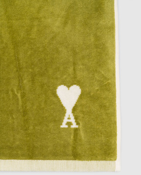 Ami Paris Green towel with emblem pattern UTW003AK0015