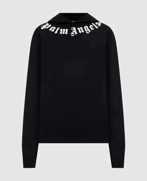Palm Angels Black hoodie with a print of the inscription PAMBB003FL001w