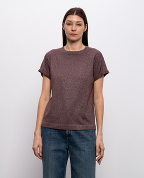 Brunello Cucinelli Purple cashmere and silk lurex t-shirt M41810000P