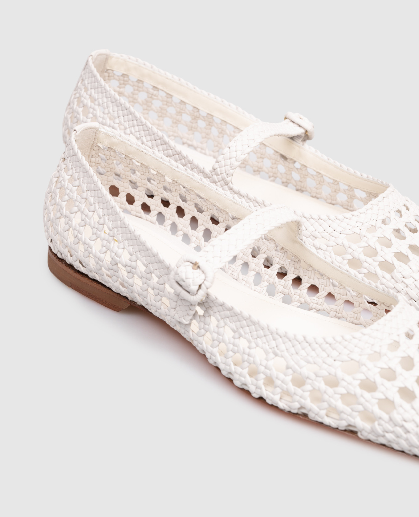 White leather braided ballet flats Santoni 5