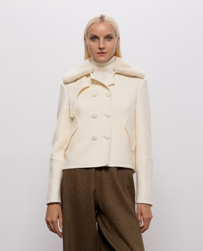 Ermanno Scervino Ivory wool jacket with fur trim D496I311SHZBG