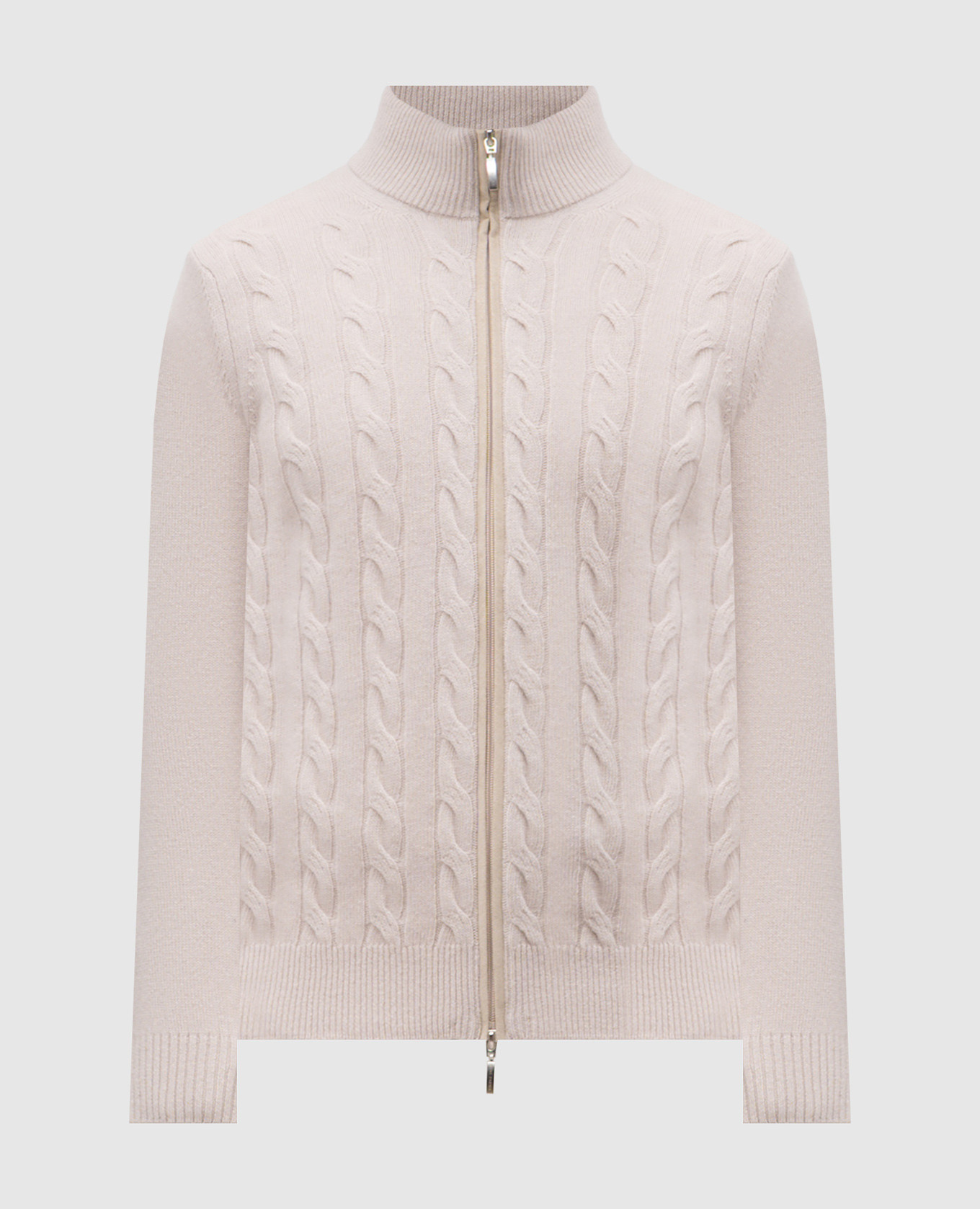 

Beige wool and cashmere cardigan with a pattern Pini Parma