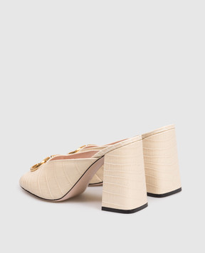 Valentino Beige VLogo mules with crocodile print 8W2S0NW6LUR