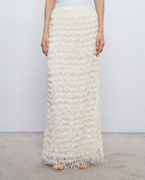 Peserico Ivory maxi skirt with fringe E0520908759