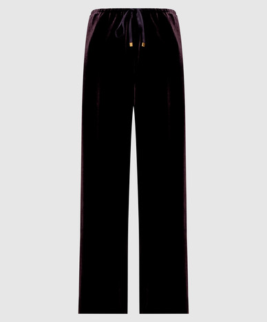Burgundy velvet pants with silk