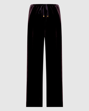 Agnona Burgundy velvet pants with silk T71204XV5004