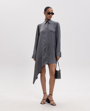 Off-White Gray shirt dress with emblem pattern 2FU00339T