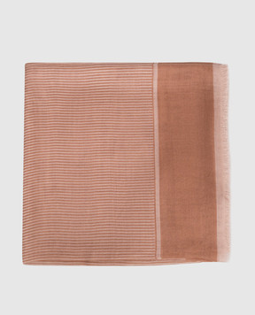 Saint Laurent Brown cashmere and silk patterned scarf 8624403YR65