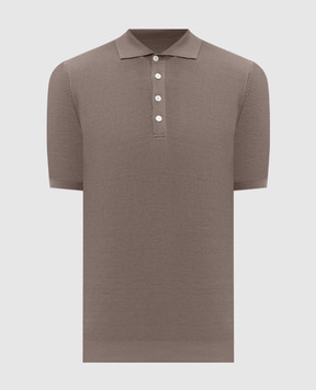 Brunello Cucinelli Brown ribbed polo shirt M29400025