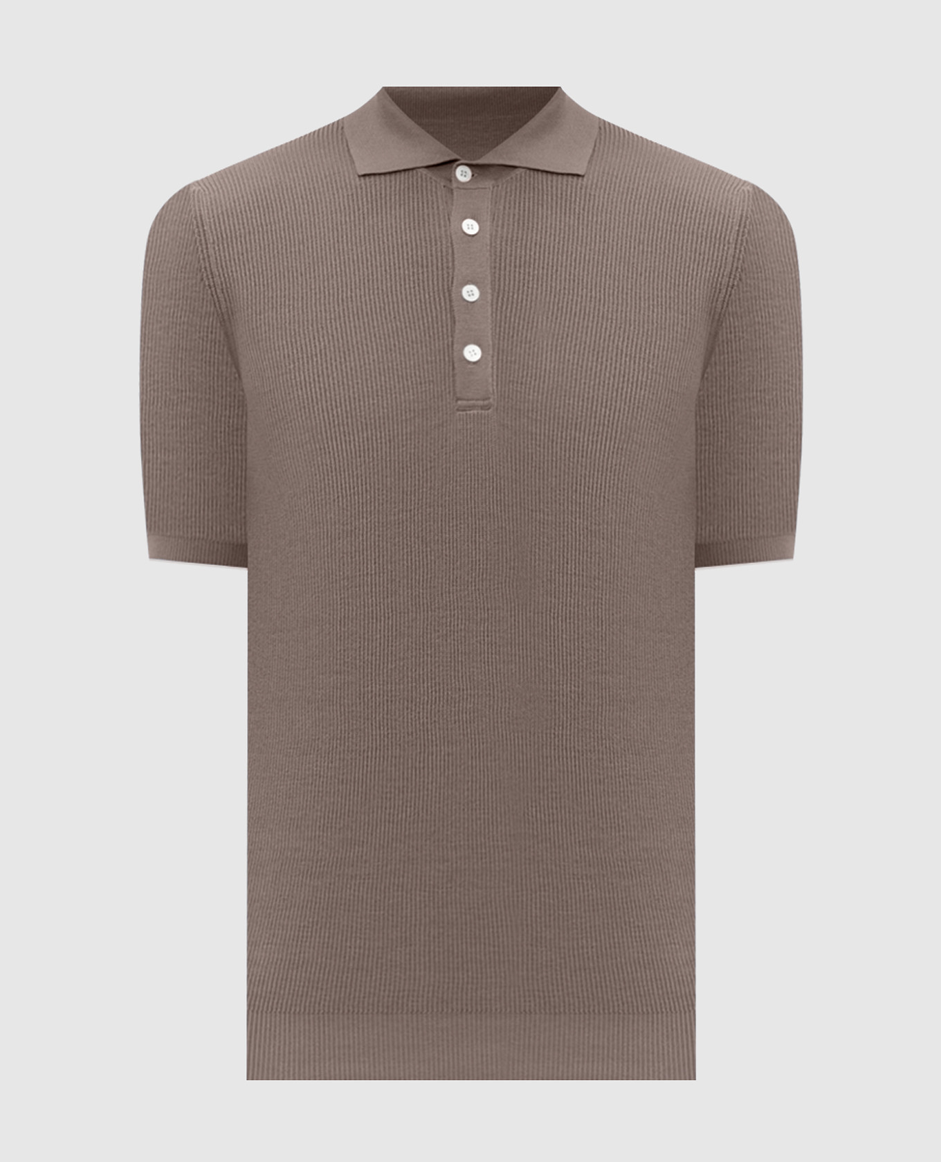 Brown ribbed polo shirt