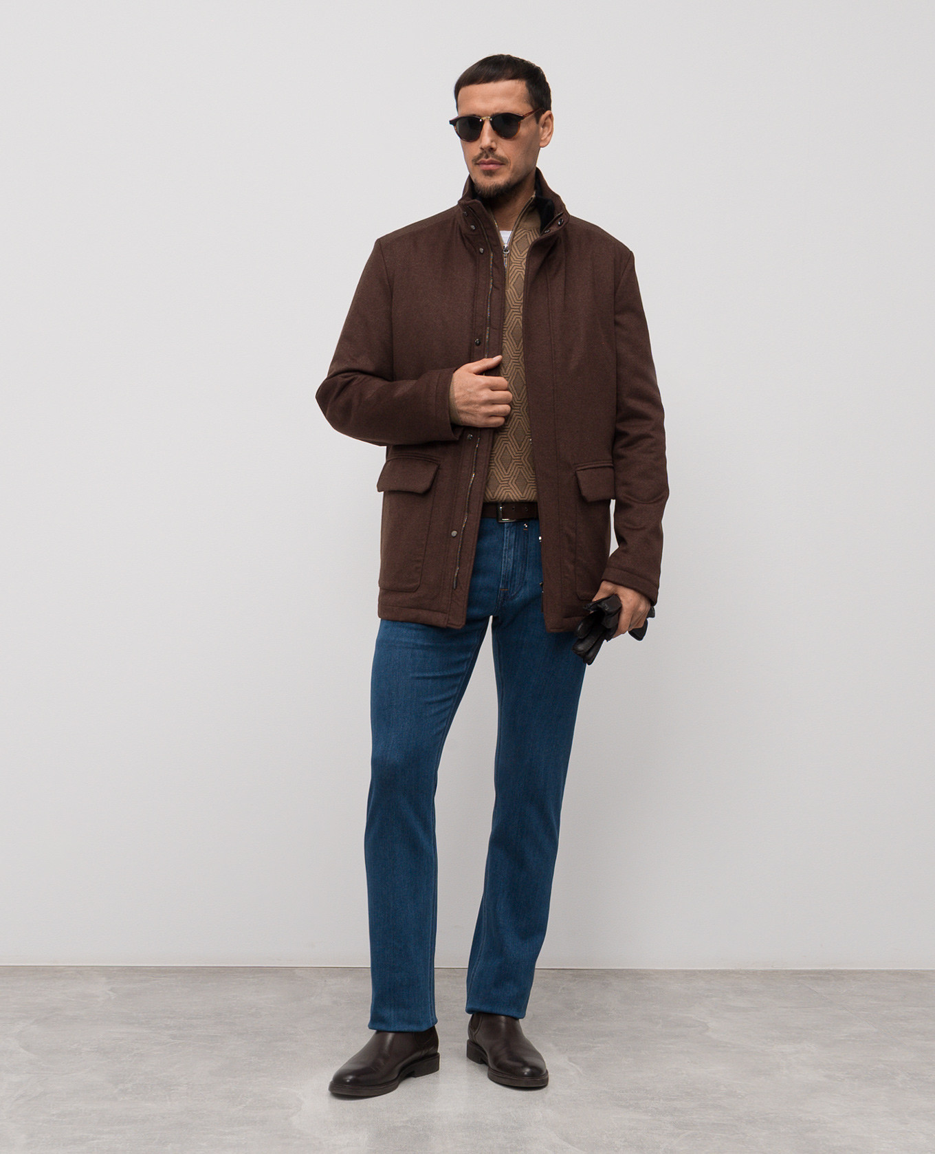 

Brown wool, silk and cashmere patterned jumper Stefano Ricci