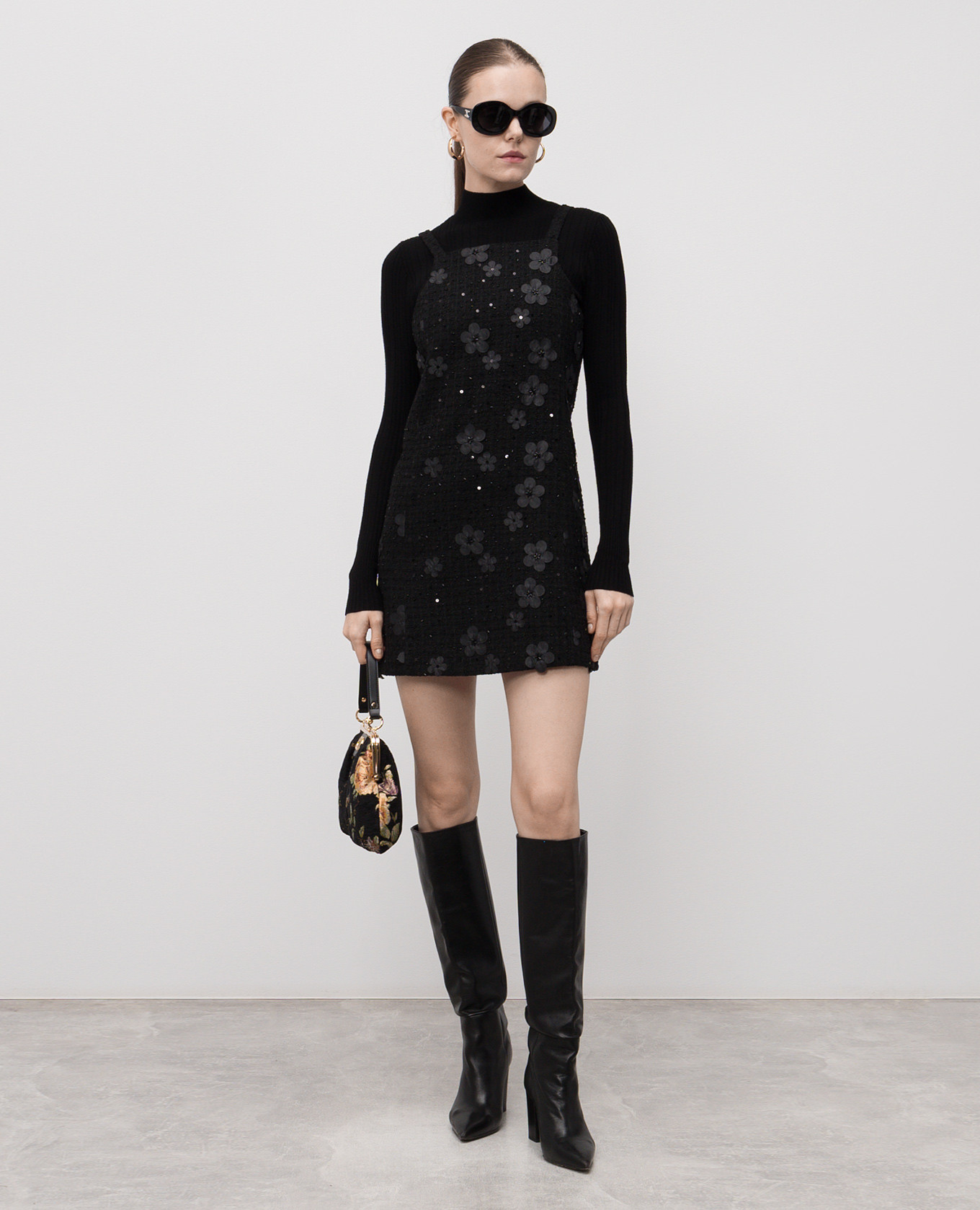 Black mini dress with logo Twinset 2