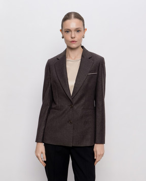 Peserico Brown wool jacket with lurex A0120203359