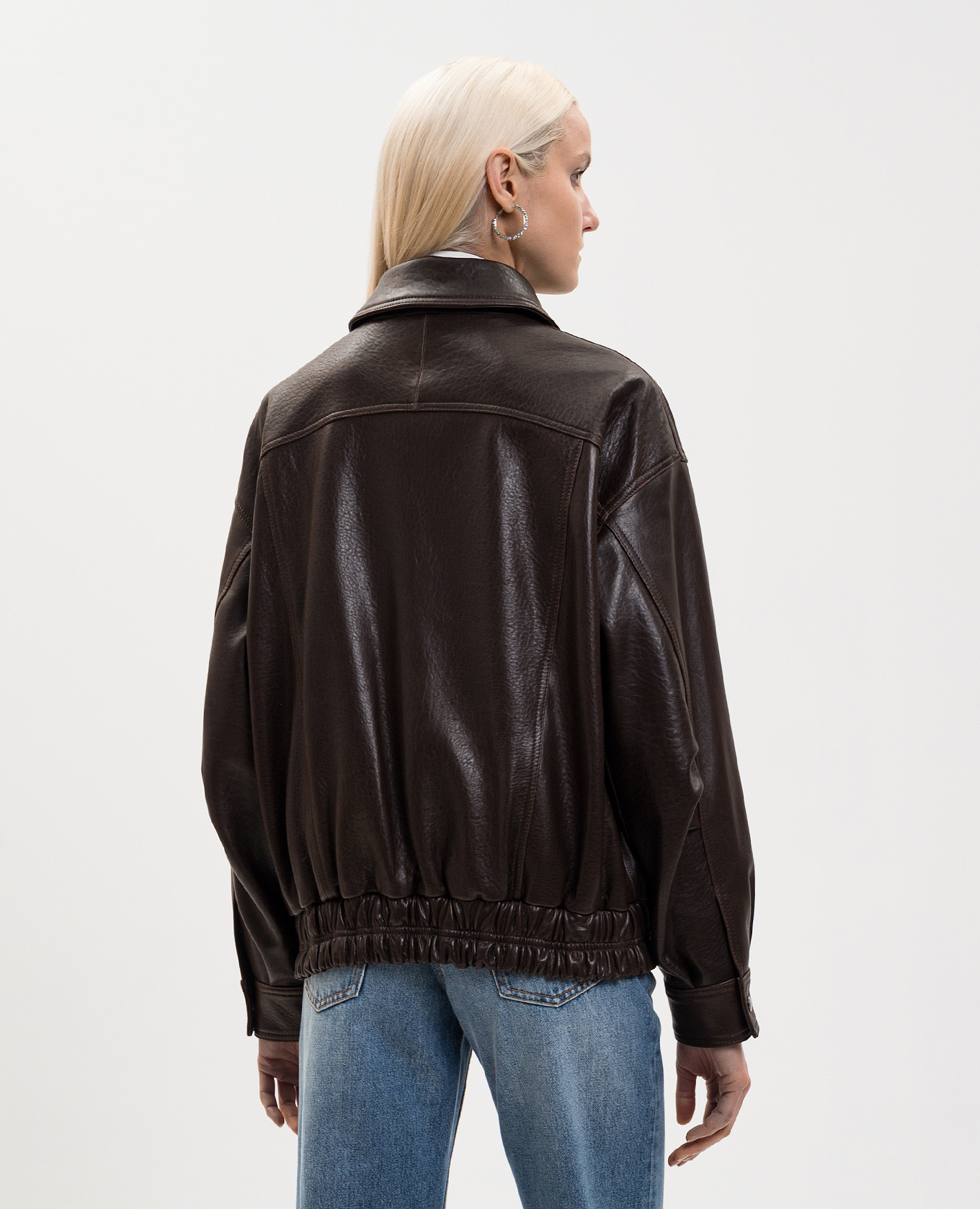 

Brown leather jacket with drape Babe Pay Pls