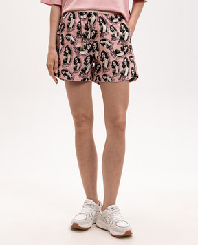 Palm Angels Pink shorts with pin-up print PWCB059S26FAB001