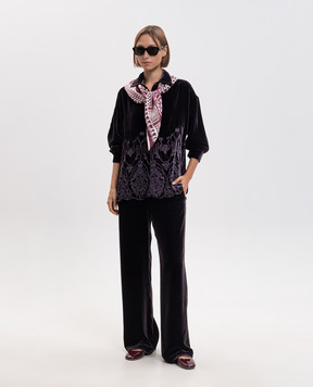 Momoni Frey Purple Velvet Shirt with Silk MOSH01830MO