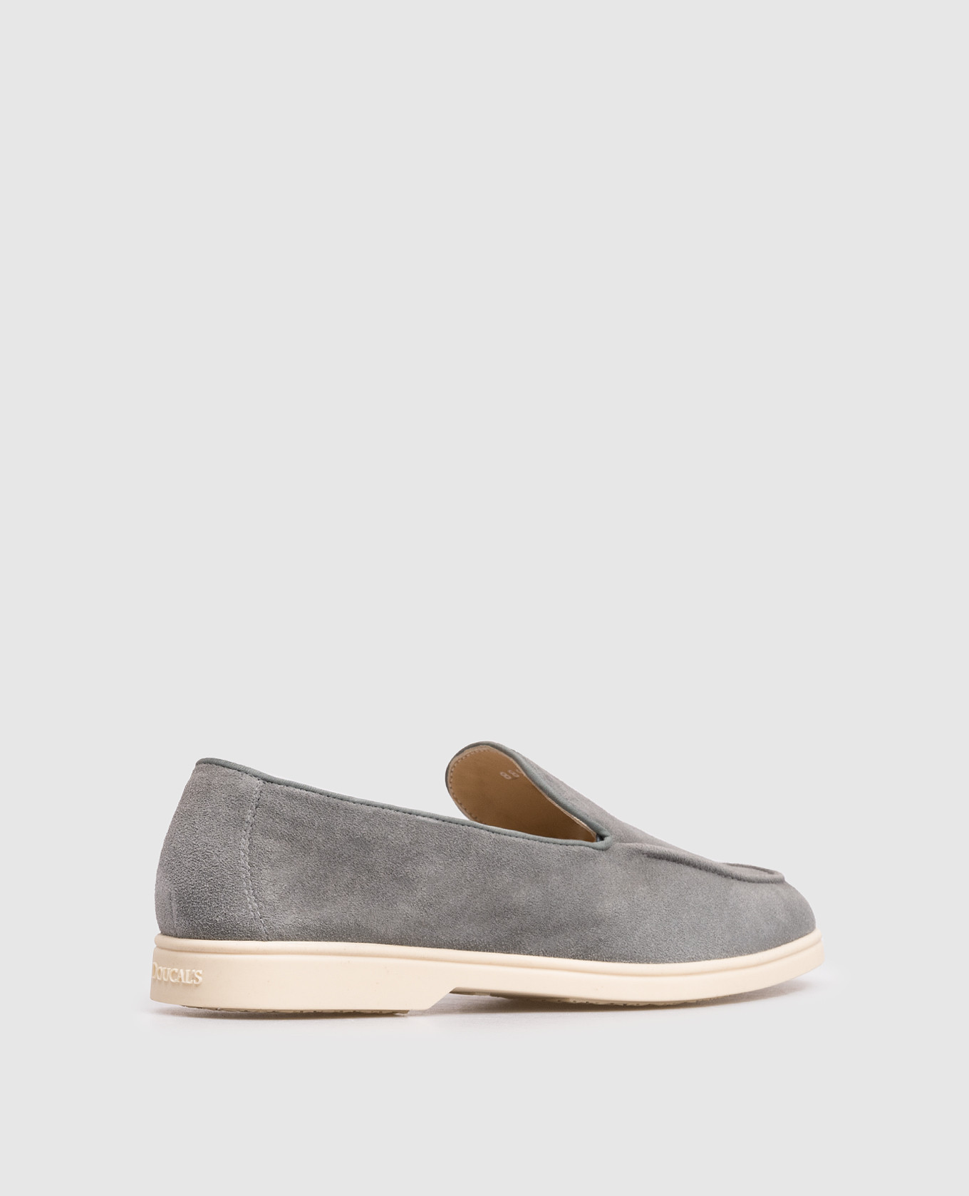 Grey suede loafers with textured logo Doucal's 3