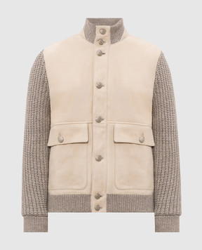 Brunello Cucinelli Beige cashmere combination jacket MPMVS2060