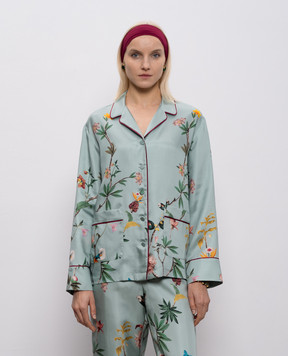 La DoubleJ Green silk pajama-style blouse SHI0077SIL001ZOF04
