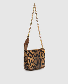 Dolce&Gabbana Children's brown leather bag in animal print with logo EB0268A0239