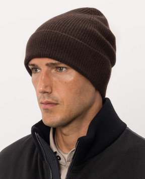Peserico Brown cashmere and wool hat R76064F1209470