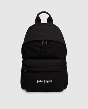 Palm Angels Black backpack with logo embroidery PMNB015S24FAB001