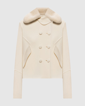 Ermanno Scervino Ivory wool jacket with fur trim D496I311SHZBG
