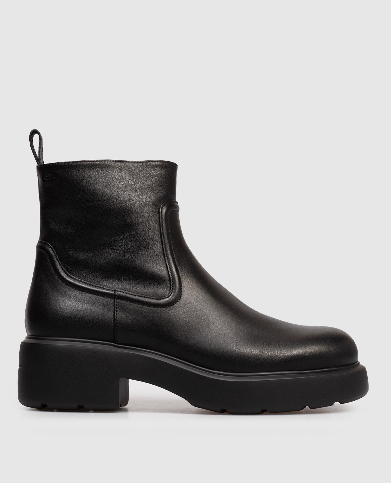

Black leather boots with logo Santoni