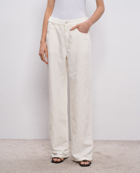 Brunello Cucinelli White jeans with linen ML996P4053