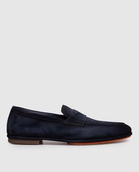 Santoni Blue nubuck loafers with gradient effect MCNG19298SI6SEAA